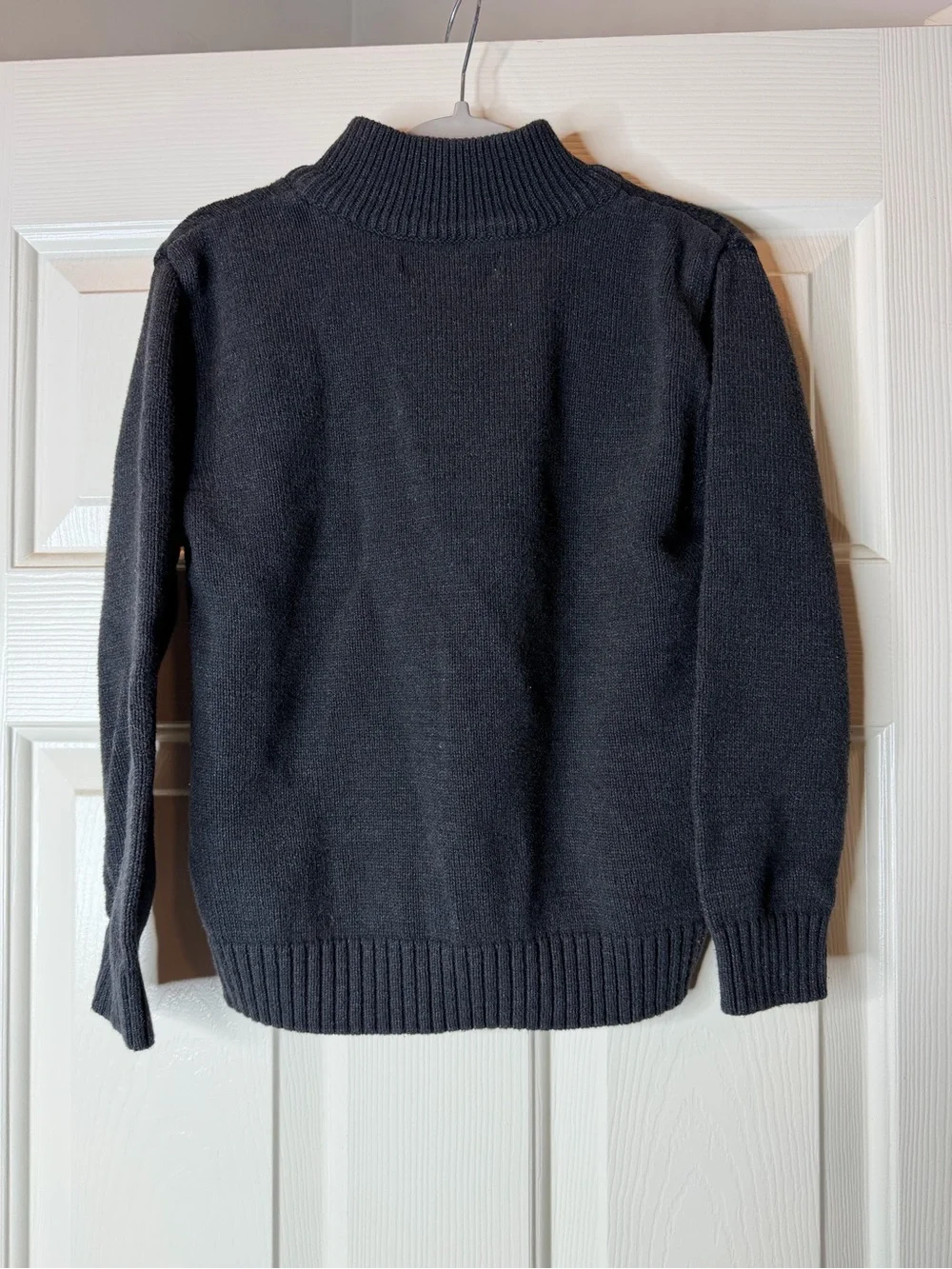 Silverlake Size 8 (S) Boys' Charcoal Half-Zip Sweater with Blue Fair Isle Yoke